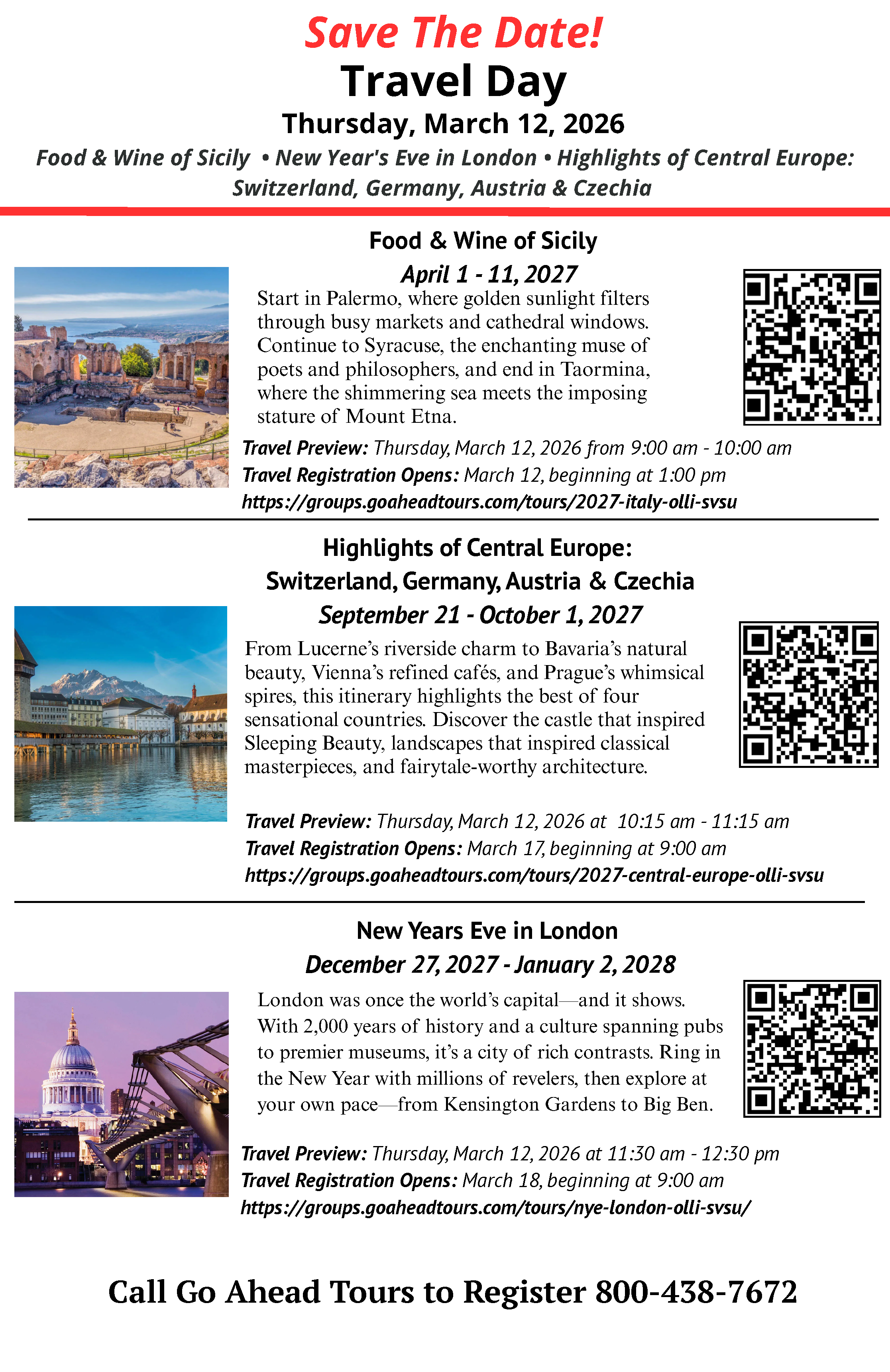 Travel Day Flyer with QR Codes